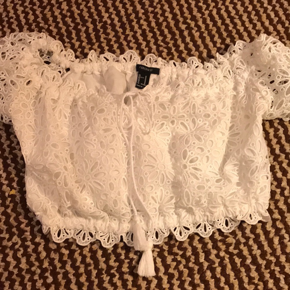 White lace crop top